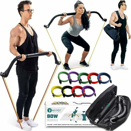 NYPOT Premium Bow Portable Gym - At Home Workout Equipment Men and Women - Full Body Compact Home Gym & Home Workout Kit - Squat Resistance Bands