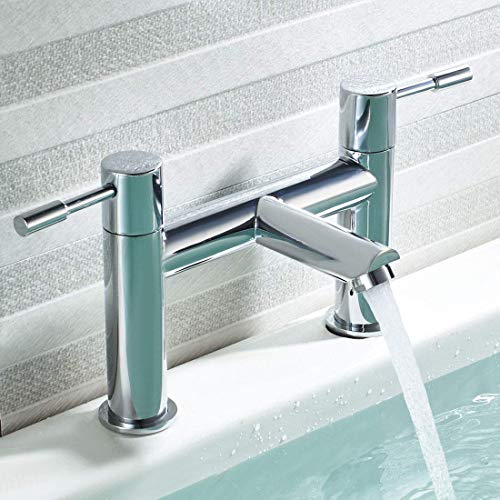 Luckyhome Bath Mixer Tap,Bathroom Double Lever Bath Tub Filler Mixer Tap Solid Brass Fitting