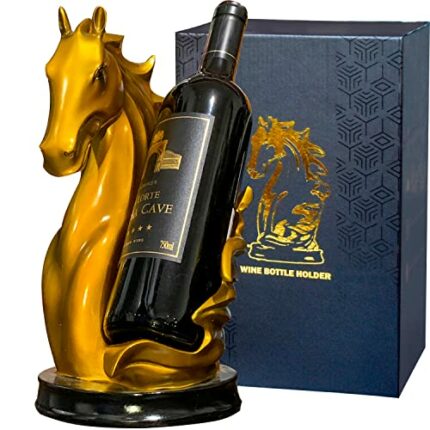 YINGAVERSAI Wine Bottle Holder Wine Racks Tabletop Horse Statue as Home Kitchen Wine Cellar Decorative Storage Organizer, Horse Sculpture Horse D