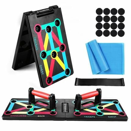 TOMSHOO Push Up Board, 12 in 1 Press Up Board Foldable Portable with Push Up Handle and Anti-slip Stickers, Multifunctional Muscle Board Workout