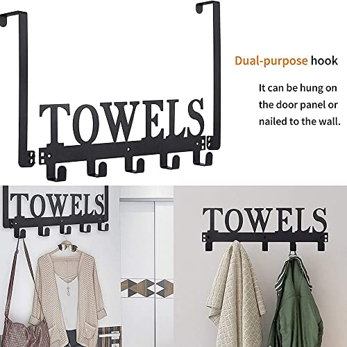 Metal Towel Holder Towel Rack, Over The Door Towel Rack, Wall Mount Towel Hanger Hooks for Bathroom Kitchen