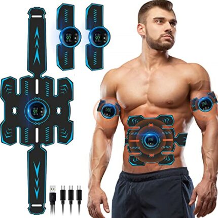 Ashmita ABS Trainer Muscle Stimulator, Abdomen Heat Sweat Stimulator 8 Modes 19 Lntensity Levels,Abdominal Trainer with EMS Technology,Home Gym F