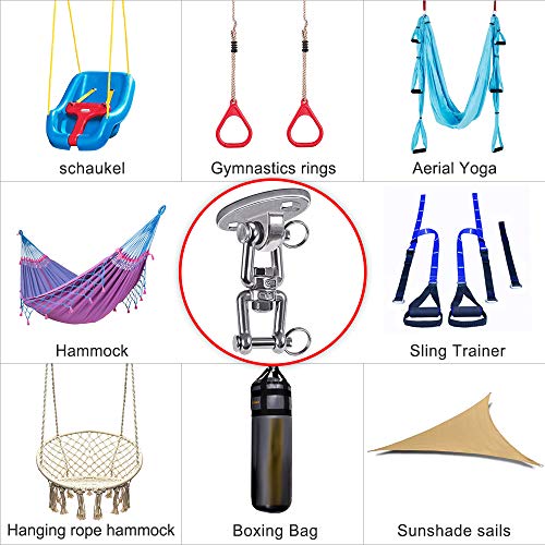 SELEWARE 1130kg Capacity 360° Swivel Swing Hangers, Heavy Duty Swing Hooks with 4 Screw for Concrete Ceiling Wooden Hanging Hardware for Porch Ch
