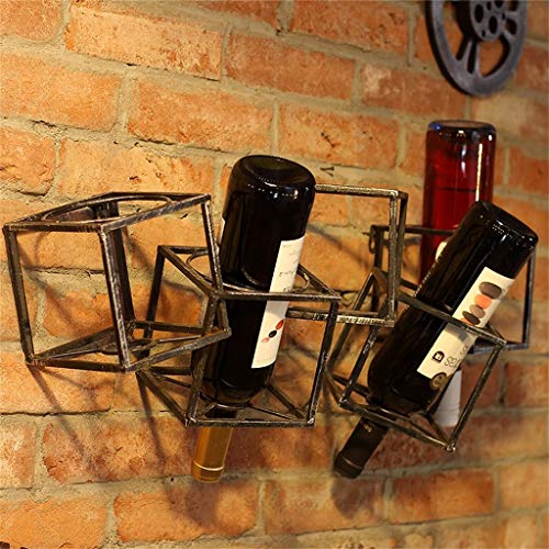 EYLINK Wine Racks,Vintage Wall Wine Racks Bottle Holder Metal Bar - Industrial Floating Shelves Storage Organizer - Wall Mount Rustic Wine Shelf