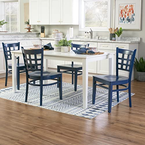 Linon Vanna Dining Side Chair, Solid Beechwood, Navy Blue