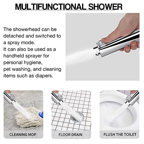 Minicoco Shower Head High Pressure Shower Heads with Shower Filter Core, 4 Spray Modes and Pause Switch Design for Power Shower Head to Increase
