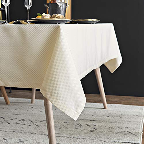 HSYLYM Waterproof Table Cloth Rectangular Polyester Washable,Plain Table Cover Suitable for Indoor and Outdoor Use,Ecru,135x240cm(53x94in)