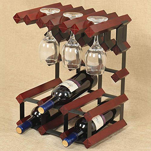 KEppd Wine Rack,Wine Glass Drying Rack and Bottle Holder, Wine Rack with 6 Glass Holder and 6 Bottle Holder, Perfect for Wine Lovers and Guests,W