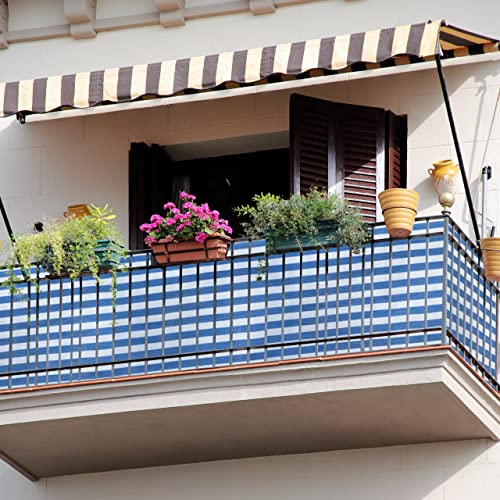 Relaxdays Garden Privacy Screen, for Balcony & Patio, UV Resistant, HDPE, 2 m x 15 m, Blue/White