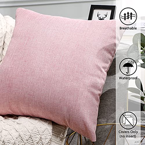 JOTOM Pack of 2 Premium Outdoor Waterproof Cushion Covers 45x45 cm Water Resistant Square Pillow Covers Garden Cushion Cover Linen Cushion Case f