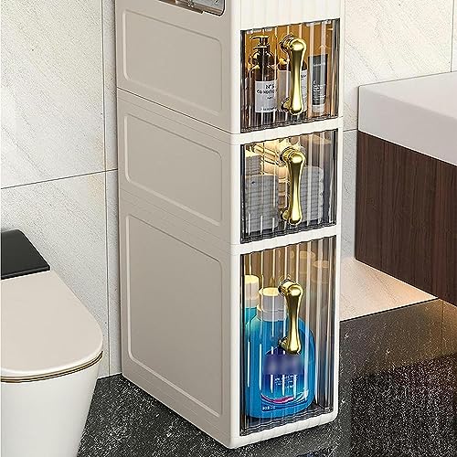 OPSREY Slim Bathroom Storage Cabinet Free Standing Toilet Paper Holder Waterproof Toilet Paper Storage Organizer Narrow Storage Cabinet For Skinn