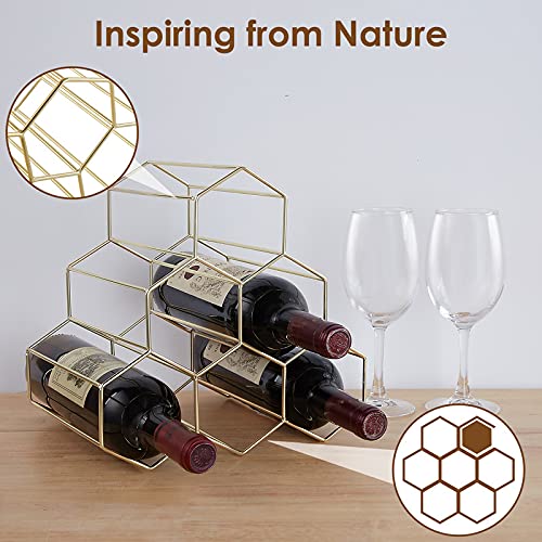 FOMANSH Countertop Wine Rack - 6 Bottle Holder for Wine Storage, Freestanding Wine Rack for Wine Cellar Bar Cabinet, Metal Tabletop Wine Holder w