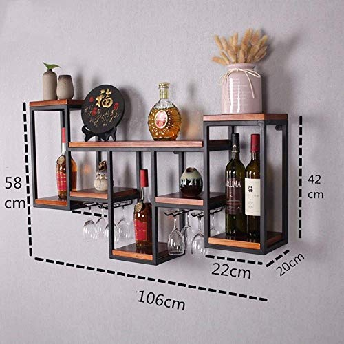 NEOCHY Wine Rack Modern Wall-Mounted Metal Household Modern Wall-Mounted Wine Bottle Hanging Goblet Rack Storage Rack Home Kitchen Decoration Dis