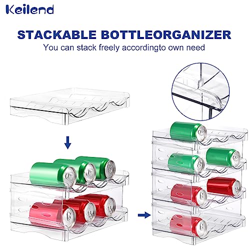 keilend 4 Pack Water Bottle Storage Organizer Rack, Water Bottle Storage Holder for Cupboard and Pantry Storage, Stackable Bottle Stand for Drink