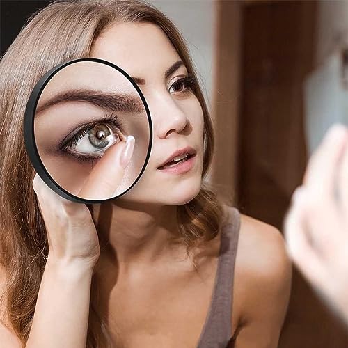 10x Travel Magnifying Mirror with Suction Cups and Tweezers Kit Portable Magnifying Makeup Mirror Black Cosmetic Mirror Magnified for Shaving Mak