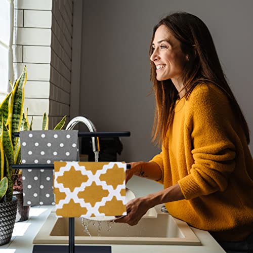 Relaxdays Towel Rack, Wash Cloth Stand, 31 x 28.5 x 12 cm, 2 Rails, Jewellery Stand, Bathroom & Kitchen, Black