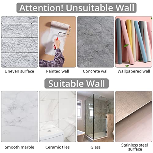 Self Adhesive Towel Rail Set, HOMGEN Popular 40cm Black Towel Rail 304 Stainless Steel No Drilling Towel Holders Towel Rack Kit Bathroom Towel Ra