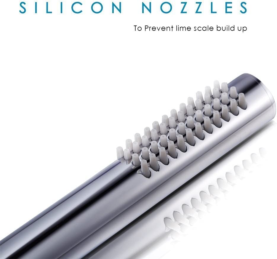 High Pressure Brass Handheld Shower Head Water Saving Shower Head with Easy-Cleaning Rubber Nozzles Single Function Chrome Fnished