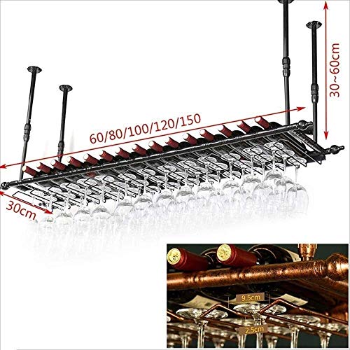 SUCHETA Hanging Wine Rack with Glass Holder and Shelf, Wine Lovers Bar Furniture& Wine Rack Wine Rack Ceiling Wine Racks/Hanging Wine Glass Holde