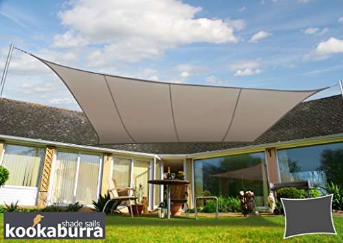 Kookaburra Waterproof Garden Sun Shade Sail Canopy in Mushroom 98% UV Block (5m x 4m Rectangle)