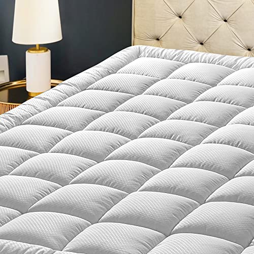 HYLEORY Queen Mattress Pad Quilted Fitted Mattress Protector Cooling Pillow Top Mattress Cover Breathable Fluffy Soft Mattress Topper with 8-21"