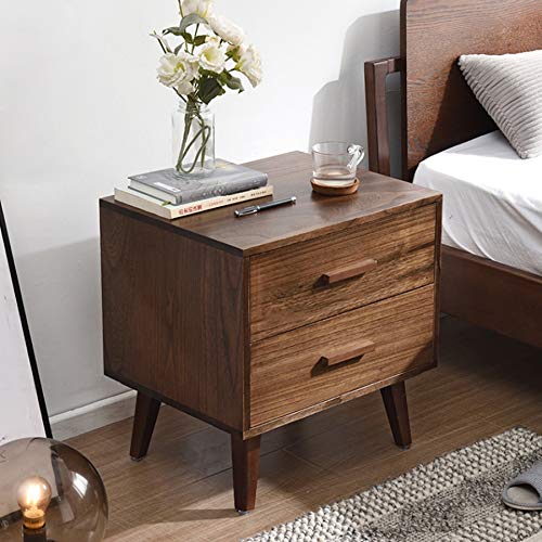 N/A Solid Wood Nordic Bedside Table Walnut Color Bedside Table, Simple Bedroom Storage Cabinet Bedside Table