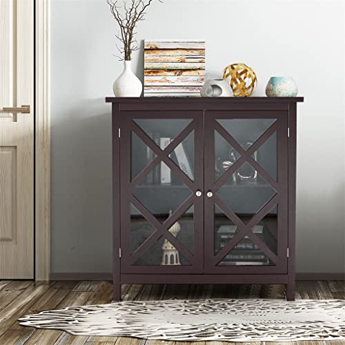 DSHGDJF Kitchen Buffet Storage Cabinet With Glass Doors And Adjustable Shelves (Color : White)