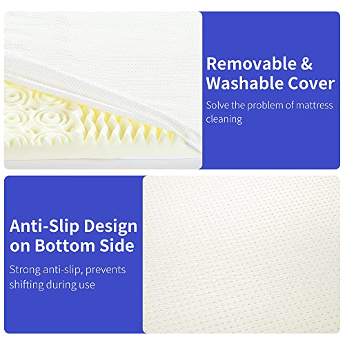 HOMBYS Memory Foam Lash Bed Topper with Removable Cover, 3" Thickness Massage Table Mattress Topper with Elastic Bands, 5-Area Design, Non-Slip L