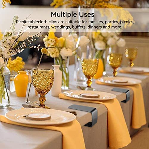 HERCHR Table Cloth Clip,4Pcs Table Cover Clips,Stainless Steel Table Cloth Clips for Outside Table,Adjustable Table Cover Clamps Table Cloth Hold