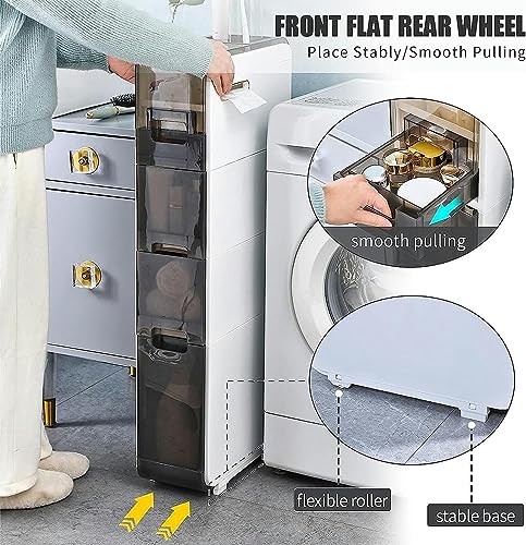 Slim Toilet Paper Storage Cabinet Skinny Bathroom Storage Cabinet Small Bathroom Storage Cabinet Toilet Paper Stand For Small Space 4-Tier Slim T