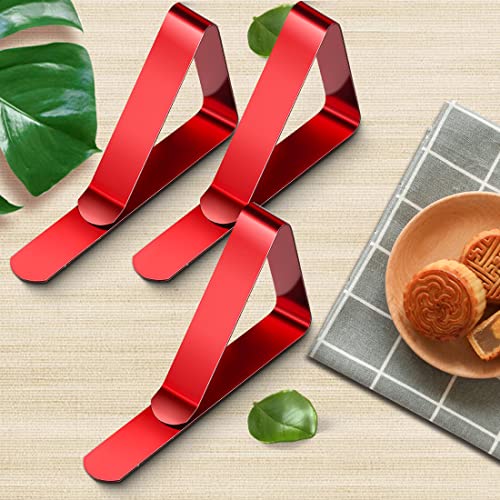 Table Cloth Clips Red Tablecloth Cover Clamp Table Cover Clamps Holder Adjustable Metal Clip for Picnics Parties Weddings Dinners 8PCS