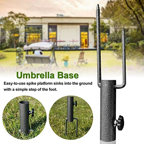 MEETOZ Heavy Duty Patio Umbrella Steel Anchor Beach Umbrella Metal Holder Stands, Stand-Sand Grass Auger with Two Forks Ideal for Use in Soil Bla