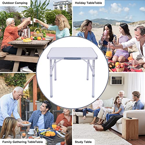 ROSEBEAR Folding Camping Table, Aluminium Portable Foldable Picnic Tables for Outdoor Indoor Kitchen Garden, 60x45Cm, Adjustable Height