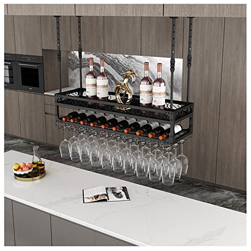 EYLINK Ceiling Storage Rack Wall Mounted Wine Glass Rack Adjustable Industrial Wine Rack Hanging Wine Glass Rack Home Bar Multifunctional Display