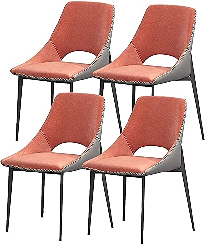 dining chair Set Of 4 Kitchen Chairs Modern Mid Century Living Room Dining Chair Technological Fabric with Carbon Steel Legs (Color : Beige)