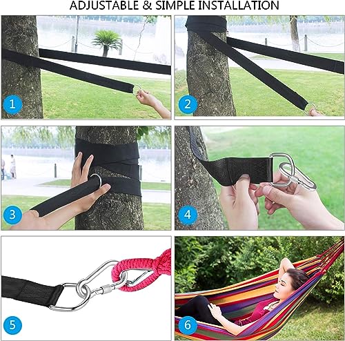 Temporaryt Hammock Straps (Set of 2), Hanging Straps 150cm With 2 Heavy Duty Safety Lock Carabiner Hooks & D-rings, Polyester Straps Perfect for