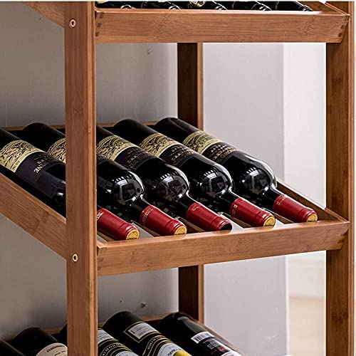 NEOCHY Bamboo Wine Rack, Free Standing Wine Storage Rack Display Shelves Capacity Storage Standing Table, Wobble Free for Home Kitchen