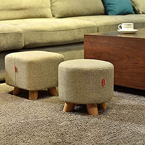 LHTCZZB Movable Removable and Washable Non-slip Load-bearing Stool Beech Wood + Cotton and Linen Low Stool Suitable for Adult Household Living Ro
