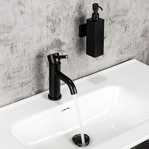 GAPPO Monobloc Basin Mixer Tap with Lead Free Stainless Steel Single Lever Bathroom Sink Taps, Matte Black