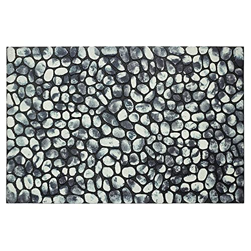 Nicoman Pebble Stone Pattern Barrier Doormat Eco-Friendly Scrape and Absorbent Indoor/Outdoor Door Mat, Rectangular (60x40cm), Pebbles Grey