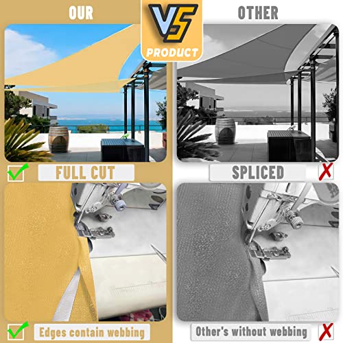 LOVE STORY 20' x 20' x 28.3' Sun Shade Sails Right Triangle Sun Sail Shade Cover Fabric for Patio Outdoor Garden Yard, Sand
