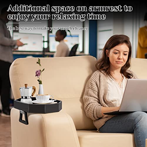 Wantsmart Sofa Arm Clip Table, Sofa arm Tray with Cup Holder, Couch Organizer for Drinks, Snacks, Remotes, Couch Armrest Table, Fits Most Standar
