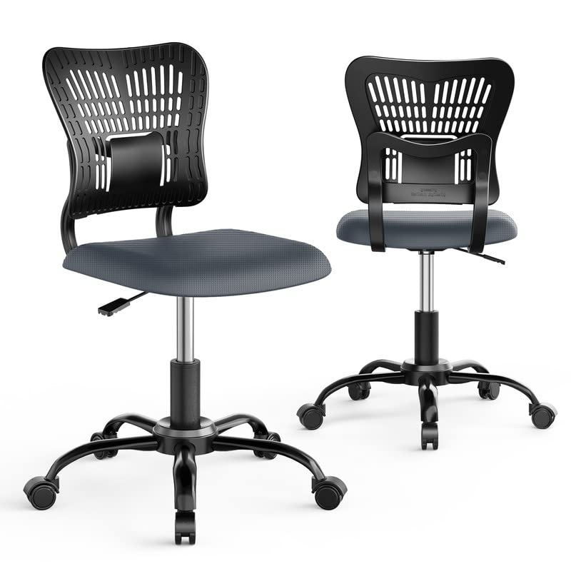 PALONE Adjustable Office Chair Ergonomic Desk Chair 360° Swivel Computer Gaming Armless Chair Mesh Task No Arms Chair with S-Back Support Comfy C
