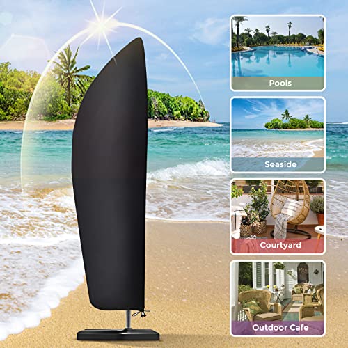 Garden Parasol Cover Cantilever Outdoor Parasol Protective Cover Large Patio Offset Umbrella Cover with Zipper 9 to 13 ft 420D Durable Waterproof