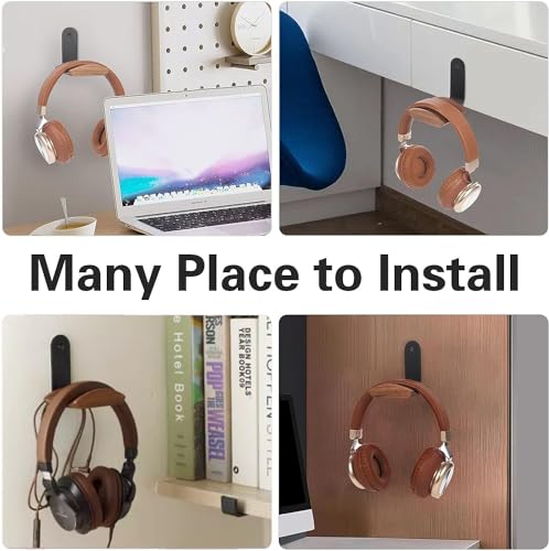 Headphone Hook Holder Hanger Mount,Headset Stand Hook Wall Mount Walnut Wood Headphone Holder for Audio,Studio &PC Gaming Headphones (walnut)