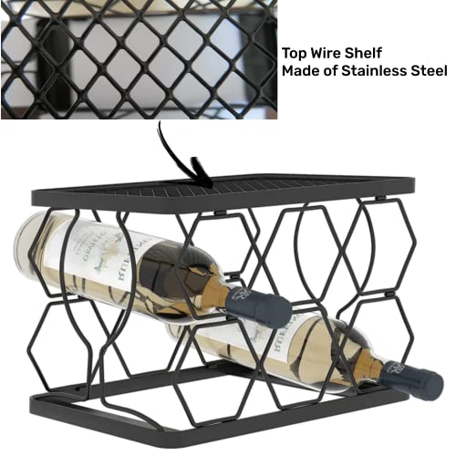 HOMYLULU Wine Racks Countertop 6 Bottle Stackable Counter Wine Rack Shelf Freestanding Small Tabletop Wine Bottle Holder Storage Display for Kitc