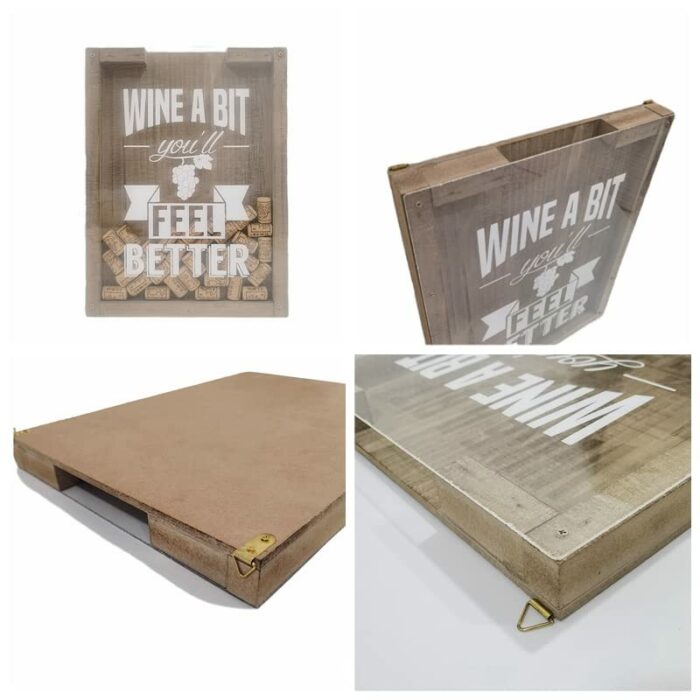 YY YEARCHY Wine Cork Holder Shadow Box, Wood Cork Holder Wine Decor for Home Kitchen and Bar (11.81 x 1.38 x 15.76 inches)