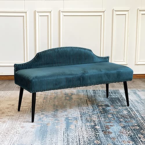 Luxurious End Of Bed Bench With Backrest,Velvet Upholstered Bedroom Bench Dining Bench,Modern Ottoman Bench Seat Entryway Bench Furniture Decor-W