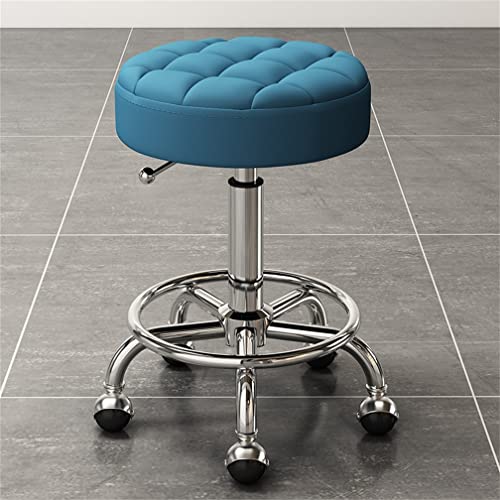 AANAN Stools,Beauty Stool Rolling Stool with Footrest, Comfortable Swivel Stool on Wheels, Heavy Duty Hydraulic Metal Stool with Rod for Salon, M