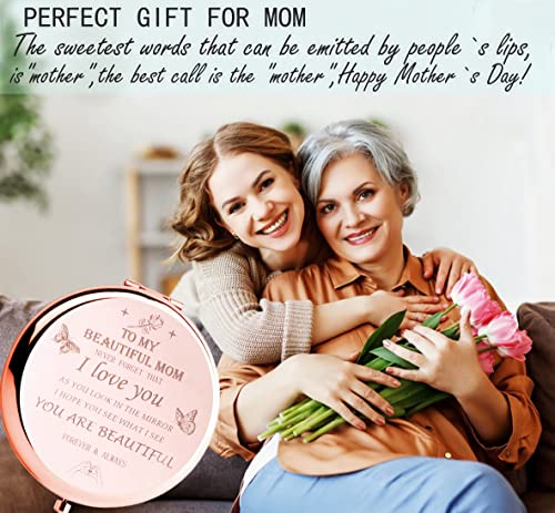 HYOUCHANG Daughter's Gift to Mother, Son Mother's Gift, Mother's Interesting Birthday Gift, Mother's Day, Compact Makeup Mirror(Rose Gold)